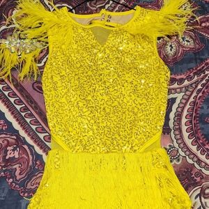 Yellow sequined dance costume